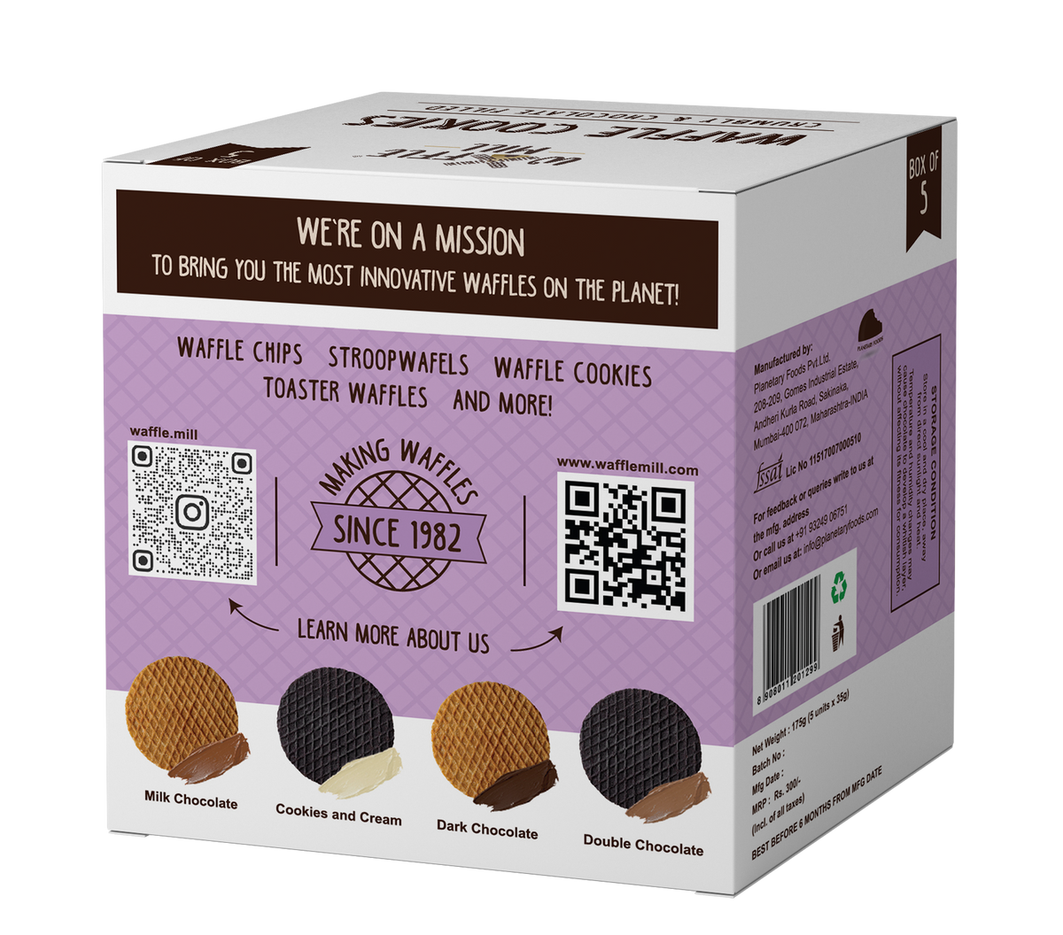 Waffle Cookies Dark Chocolate 5 Pieces Waffle Mill